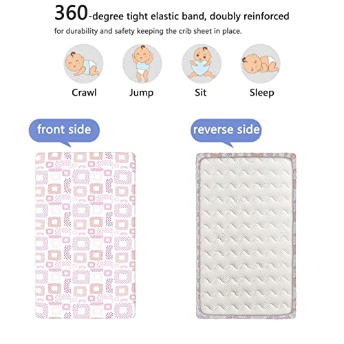 Pink Polka Dots Themed Fitted Crib Sheet,Standard Crib Mattress Fitted Sheet Soft and Breathable Bed Sheets-Great for Boy or Girl Room or Nursery,28“ x52“,Dark Magenta Dark Coral Pink Vermilion