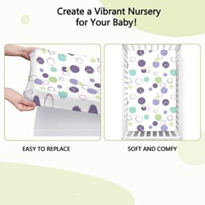 Pastel Themed Fitted Crib Sheet,Standard Crib Mattress Fitted Sheet Ultra Soft Material-Great for Boy or Girl Room or Nursery,28“ x52“,Pastel Green and Eggplant