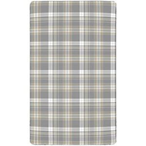 Plaid Themed Fitted Crib Sheet,Standard Crib Mattress Fitted Sheet Soft and Breathable Bed Sheets-Baby Crib Sheets for Girl or Boy,28“ x52“,Dusk Dust Pale Taupe White