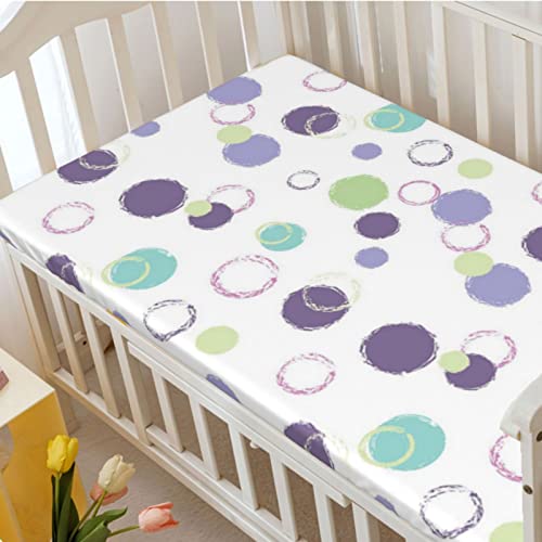 Pastel Themed Fitted Crib Sheet,Standard Crib Mattress Fitted Sheet Ultra Soft Material-Great for Boy or Girl Room or Nursery,28“ x52“,Pastel Green and Eggplant