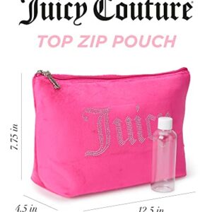 Juicy Couture Women's Cosmetics Bag - Travel Makeup and Toiletries Top Zip Wedge Pouch, Size One Size, Magenta