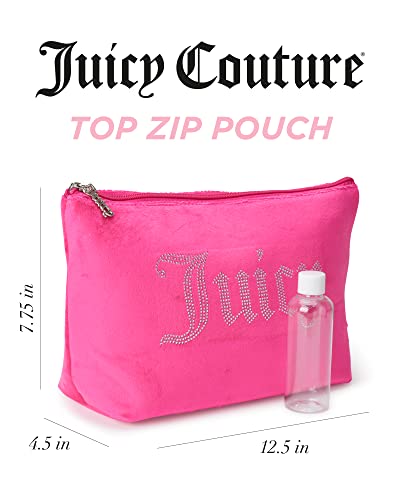 Juicy Couture Women's Cosmetics Bag - Travel Makeup and Toiletries Top Zip Wedge Pouch, Size One Size, Magenta