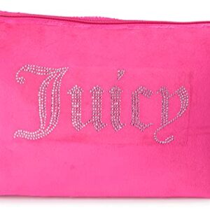 Juicy Couture Women's Cosmetics Bag - Travel Makeup and Toiletries Top Zip Wedge Pouch, Size One Size, Magenta