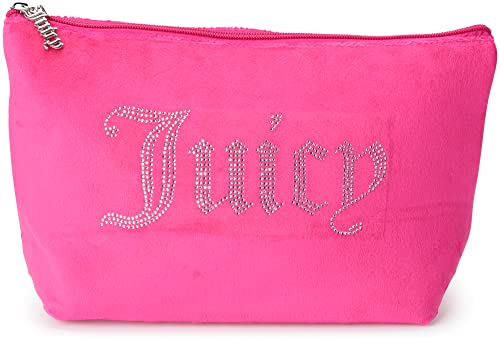 Juicy Couture Women's Cosmetics Bag - Travel Makeup and Toiletries Top Zip Wedge Pouch, Size One Size, Magenta