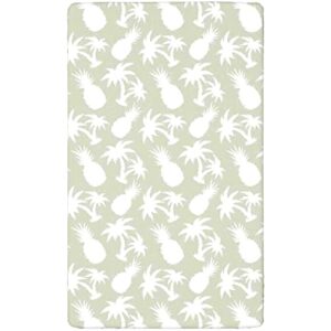 Pineapple Themed Fitted Crib Sheet,Standard Crib Mattress Fitted Sheet Soft & Stretchy Fitted Crib Sheet-Great for Boy or Girl Room or Nursery,28“ x52“,Eggshell White