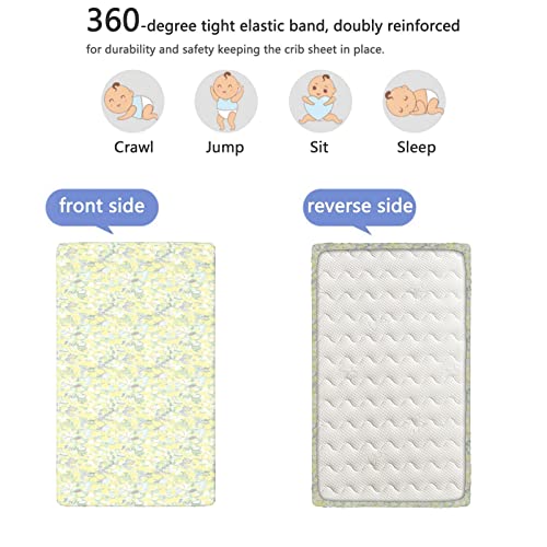 Pastel Themed Fitted Crib Sheet,Standard Crib Mattress Fitted Sheet Ultra Soft Material-Great for Boy or Girl Room or Nursery,28“ x52“,Pastel Yellow and Multicolor