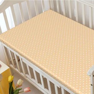 Polka Dot Themed Fitted Crib Sheet,Standard Crib Mattress Fitted Sheet Soft Toddler Mattress Sheet Fitted-Baby Crib Sheets for Girl or Boy,28“ x52“,Champagne White