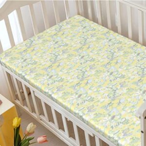 Pastel Themed Fitted Crib Sheet,Standard Crib Mattress Fitted Sheet Ultra Soft Material-Great for Boy or Girl Room or Nursery,28“ x52“,Pastel Yellow and Multicolor