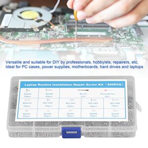 Computer Screw Assortment, Computer Screws Kit Standard Metric Tight Even Threads Replacement for Notebook for Serviceman(Silver)