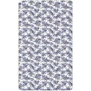 Rose Themed Fitted Crib Sheet,Standard Crib Mattress Fitted Sheet Ultra Soft Material-Baby Sheet for Boys Girls,28“ x52“,Ceil Blue Indigo and White