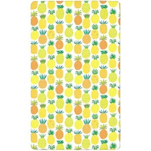 Pineapple Themed Fitted Mini Crib Sheets,Portable Mini Crib Sheets Soft & Stretchy Fitted Crib Sheet-Baby Crib Sheets for Girl or Boy,24“ x38“,Multicolor