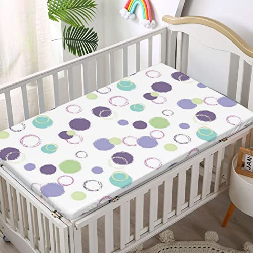 Pastel Themed Fitted Crib Sheet,Standard Crib Mattress Fitted Sheet Ultra Soft Material-Great for Boy or Girl Room or Nursery,28“ x52“,Pastel Green and Eggplant