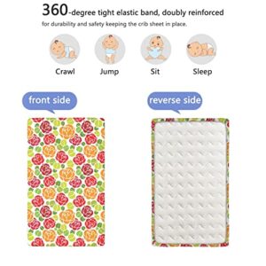 Rose Themed Fitted Mini Crib Sheets,Portable Mini Crib Sheets Ultra Soft Material-Baby Sheet for Boys Girls,24“ x38“,Multicolor