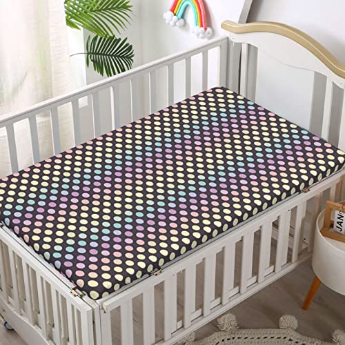 Polka Dots Themed Fitted Crib Sheet,Standard Crib Mattress Fitted Sheet Soft & Stretchy Fitted Crib Sheet-Great for Boy or Girl Room or Nursery,28“ x52“,Multicolor