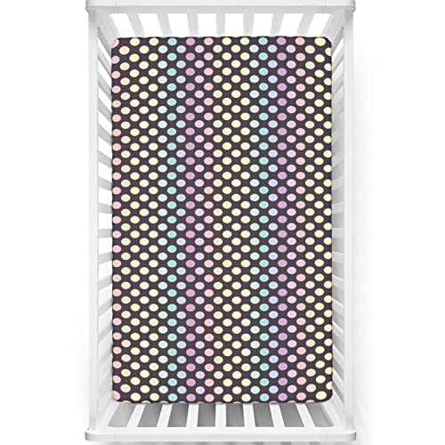 Polka Dots Themed Fitted Crib Sheet,Standard Crib Mattress Fitted Sheet Soft & Stretchy Fitted Crib Sheet-Great for Boy or Girl Room or Nursery,28“ x52“,Multicolor