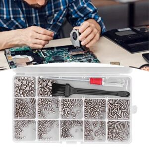 Computer Screw Assortment, Computer Screws Kit Standard Metric Tight Even Threads Replacement for Notebook for Serviceman(Silver)