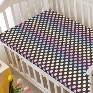 Polka Dots Themed Fitted Crib Sheet,Standard Crib Mattress Fitted Sheet Soft & Stretchy Fitted Crib Sheet-Great for Boy or Girl Room or Nursery,28“ x52“,Multicolor