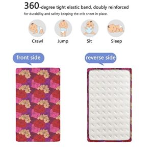 Roses Themed Fitted Crib Sheet,Standard Crib Mattress Fitted Sheet Soft Toddler Mattress Sheet Fitted-Baby Crib Sheets for Girl or Boy,28“ x52“,Multicolor