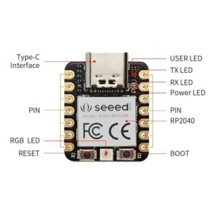 Seeed Studio XIAO RP2040 Pre-Soldered with USB to USB-C Cable - Supports C, Arduino, MicroPython and CircuitPython