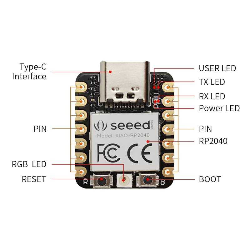 Seeed Studio XIAO RP2040 Pre-Soldered with USB to USB-C Cable - Supports C, Arduino, MicroPython and CircuitPython