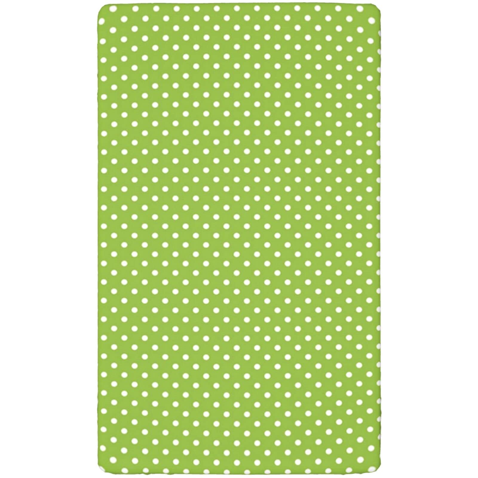 Polka Dots Themed Fitted Crib Sheet,Standard Crib Mattress Fitted Sheet Ultra Soft Material-Crib Mattress Sheet or Toddler Bed Sheet,28“ x52“,Lime Green and White