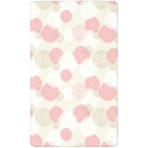 Pastel Themed Fitted Mini Crib Sheets,Portable Mini Crib Sheets Toddler Bed Mattress Sheets-Baby Crib Sheets for Girl or Boy,24“ x38“,Pale Pink White Brown