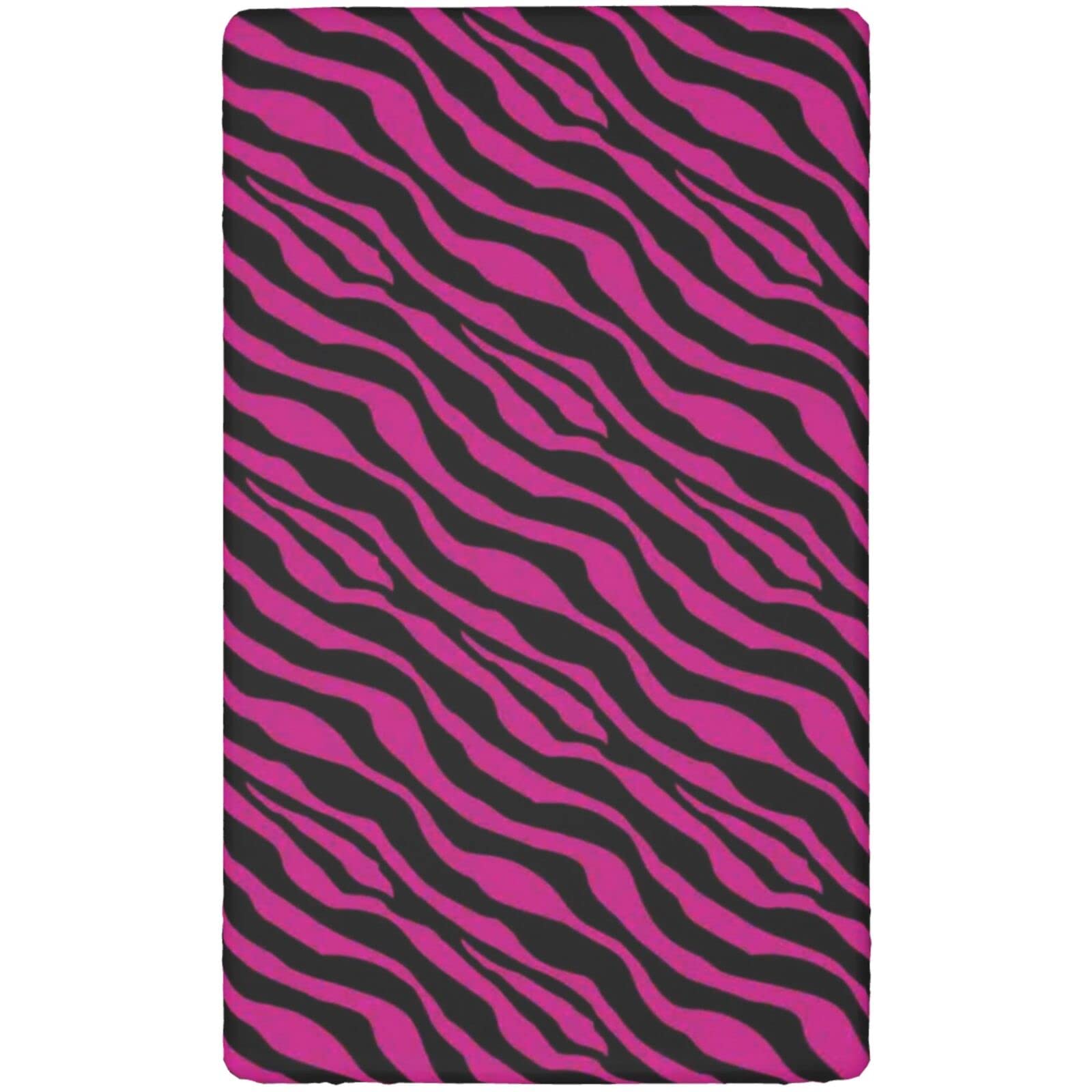 Pink Zebra Themed Fitted Mini Crib Sheets,Portable Mini Crib Sheets Toddler Bed Mattress Sheets-Crib Mattress Sheet or Toddler Bed Sheet,24“ x38“,Magenta Onyx