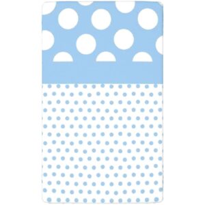 Polka Dots Themed Fitted Mini Crib Sheets,Portable Mini Crib Sheets Toddler Bed Mattress Sheets-Baby Crib Sheets for Girl or Boy,24“ x38“,White Blue