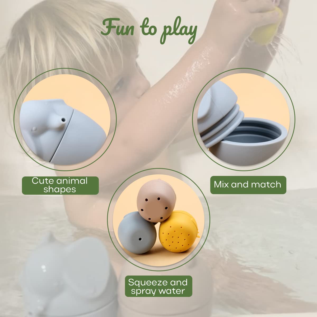 Non Toxic Baby Bath Toys, Silicone Bath Toys, Eco-Friendly, Bathtub Toys for Toddlers