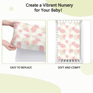 Pastel Themed Fitted Mini Crib Sheets,Portable Mini Crib Sheets Toddler Bed Mattress Sheets-Baby Crib Sheets for Girl or Boy,24“ x38“,Pale Pink White Brown