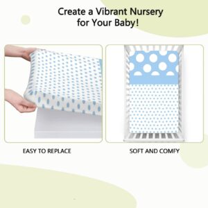 Polka Dots Themed Fitted Mini Crib Sheets,Portable Mini Crib Sheets Toddler Bed Mattress Sheets-Baby Crib Sheets for Girl or Boy,24“ x38“,White Blue