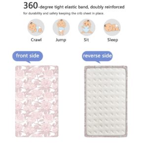 Peonies Themed Fitted Crib Sheet,Standard Crib Mattress Fitted Sheet Toddler Bed Mattress Sheets-Baby Sheet for Boys Girls,28“ x52“,Rose White