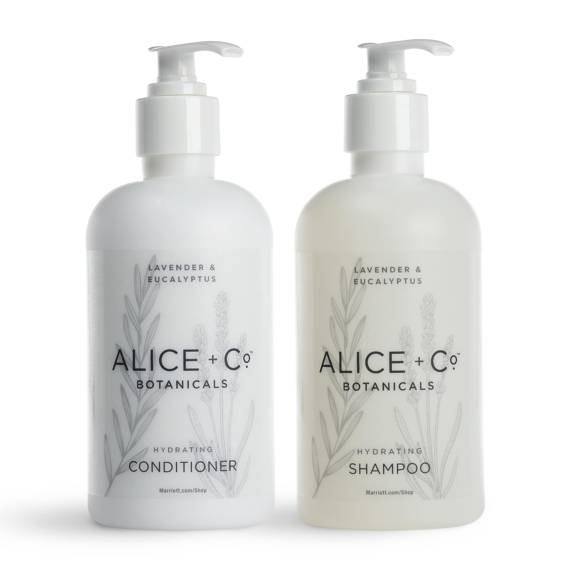 Alice + Co. Shampoo & Conditioner - Fairfield by Marriott - TownePlace - SpringHill - Hotel Bath Amenities - Lavender & Eucalyptus - 8.5 oz Bottles - Hair Care Set