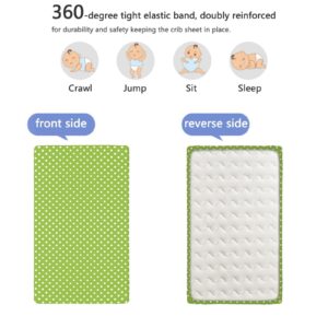 Polka Dots Themed Fitted Crib Sheet,Standard Crib Mattress Fitted Sheet Ultra Soft Material-Crib Mattress Sheet or Toddler Bed Sheet,28“ x52“,Lime Green and White