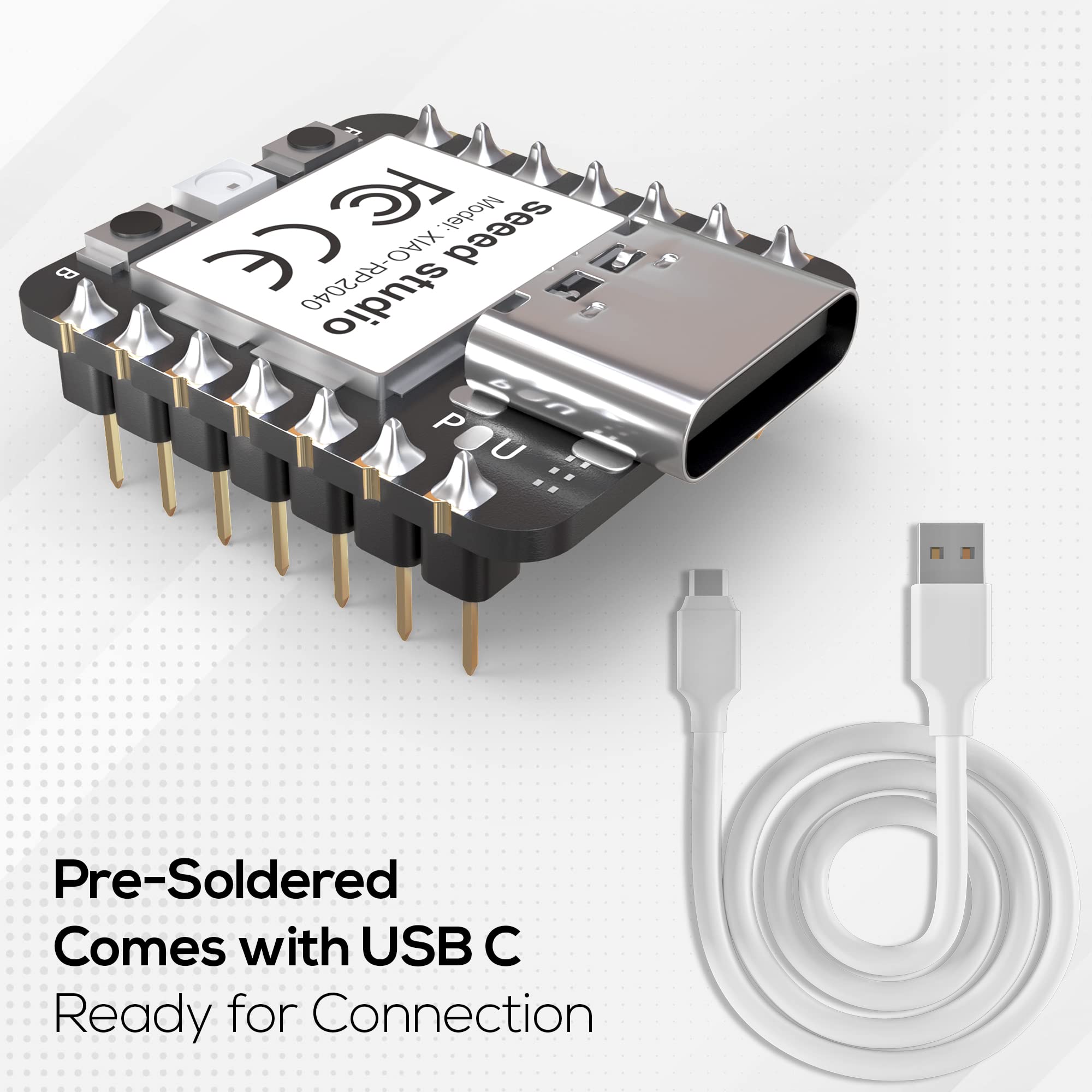 Seeed Studio XIAO RP2040 Pre-Soldered with USB to USB-C Cable - Supports C, Arduino, MicroPython and CircuitPython