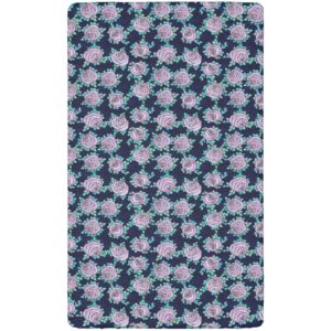 Rose Themed Fitted Mini Crib Sheets,Portable Mini Crib Sheets Soft & Stretchy Fitted Crib Sheet-Baby Sheet for Boys Girls,24“ x38“,Indigo Aqua Lilac