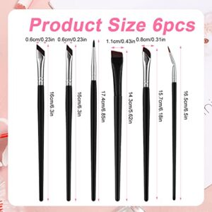 6pcs Fine Angled Eyeliner Brush, Precision Eyeliner Eyebrows Makeup Brush Set Angled Eyeliner Concealer Ultra Flat Thin Brush Beveled Eyebrow Curved Brush