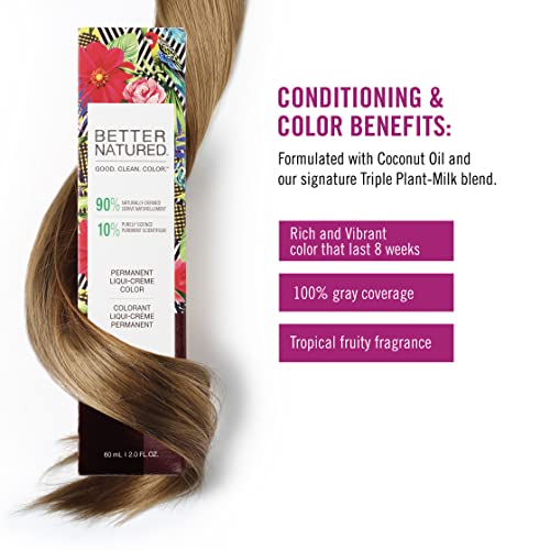 Better Natured Permanent 3V Dark Plum Hair Color Dye - Naturally-derived, Vegan & 100% Gray Coverage that Lasts up to 8 Weeks