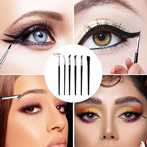 6pcs Fine Angled Eyeliner Brush, Precision Eyeliner Eyebrows Makeup Brush Set Angled Eyeliner Concealer Ultra Flat Thin Brush Beveled Eyebrow Curved Brush