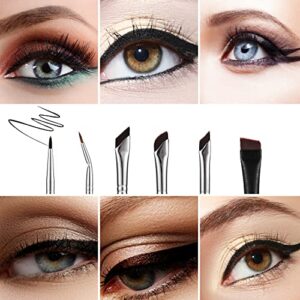 6pcs Fine Angled Eyeliner Brush, Precision Eyeliner Eyebrows Makeup Brush Set Angled Eyeliner Concealer Ultra Flat Thin Brush Beveled Eyebrow Curved Brush