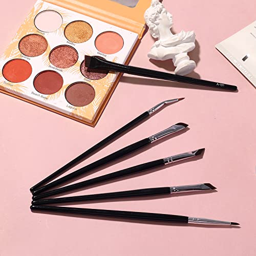 6pcs Fine Angled Eyeliner Brush, Precision Eyeliner Eyebrows Makeup Brush Set Angled Eyeliner Concealer Ultra Flat Thin Brush Beveled Eyebrow Curved Brush