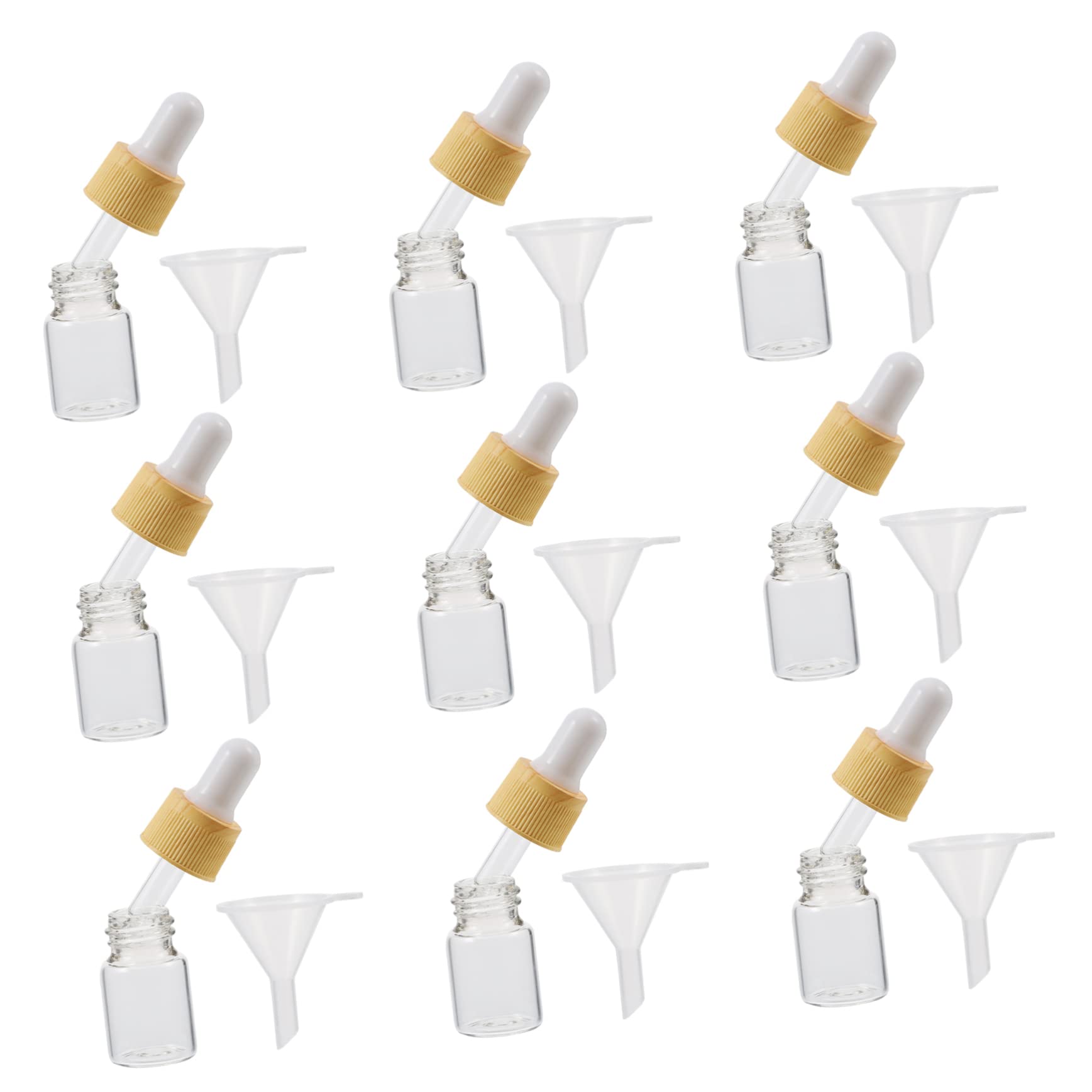 SHERCHPRY 20pcs With and Liquid Funnels Cosmetic Funnel Travel Containers Clear Empty Frosted Mini Essential Perfume Jars Dropper Sample Ml Refillable Bottles Essence for Bottle