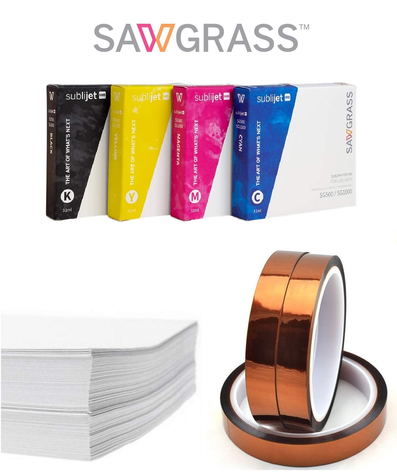 Sawgrass SG500 Sublimation Printer Starter Bundle with Inks, Sublimax Paper, 3 Tapes, 7-Piece Craft Tool Set, Software - Authorized Sawgrass Dealer