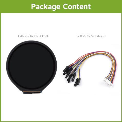 Waveshare 1.28inch Round LCD Display Module with Touch Panel, 240×240 Resolution, IPS, SPI and I2C Communication, Compatible with Raspberry Pi 5/4B/3B/Zero/Zero W/Zero 2W/Pico/Pico W/Pico WH