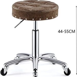 NEVRAH Swivel Bar Stool Adjustable Rolling Stool Chair Work Stool On Wheels PU Lifting Stool Beauty Salon Studio Office Task Chair Thickened Cushion (Color : B, Size : 33 * 44-55CM)