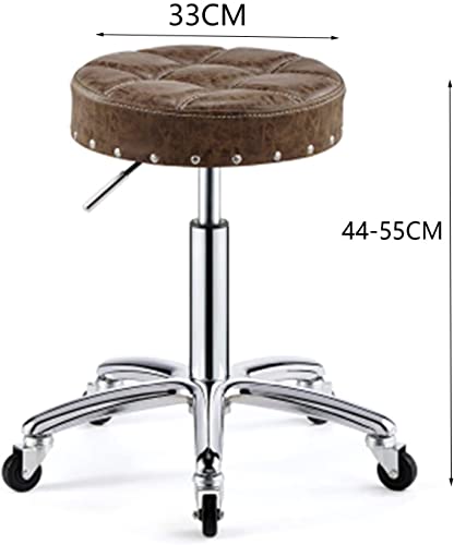 NEVRAH Swivel Bar Stool Adjustable Rolling Stool Chair Work Stool On Wheels PU Lifting Stool Beauty Salon Studio Office Task Chair Thickened Cushion (Color : B, Size : 33 * 44-55CM)