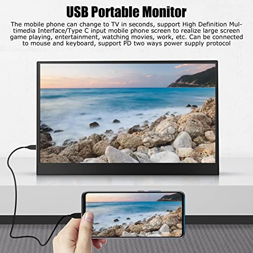 GOWENIC Portable Monitor, IPS Ultra Thin FHD Gaming Monitor, 13.3in 15.6in HDR USB HDMI Computer Display, External Monitor for Laptop Phone Tablet, Freesync Technology (15.6 inch)