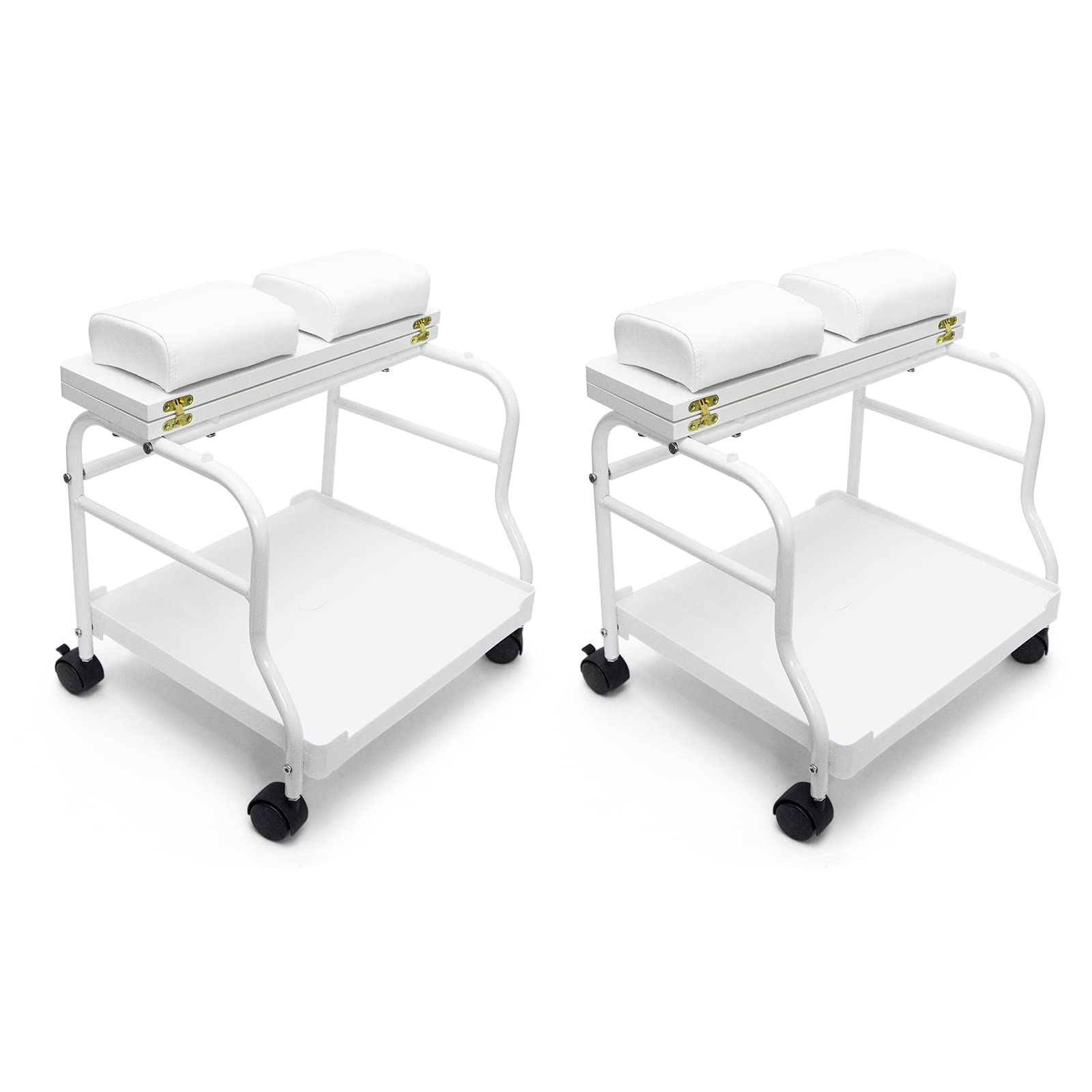 Beauty Salon Nail Or Foot Bath Spa Portable Esthetician Trolley Cart for Foot Rest Pedicure Manicure Funiture Massage Table Salon Supplies 2 Way Use 2 Color Option Elitzia (White 2pcs)