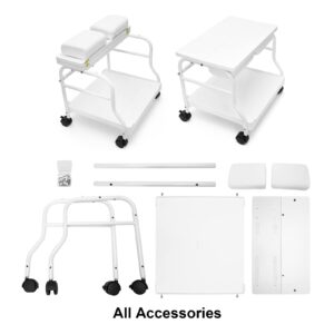 Beauty Salon Nail Or Foot Bath Spa Portable Esthetician Trolley Cart for Foot Rest Pedicure Manicure Funiture Massage Table Salon Supplies 2 Way Use 2 Color Option Elitzia (White 2pcs)