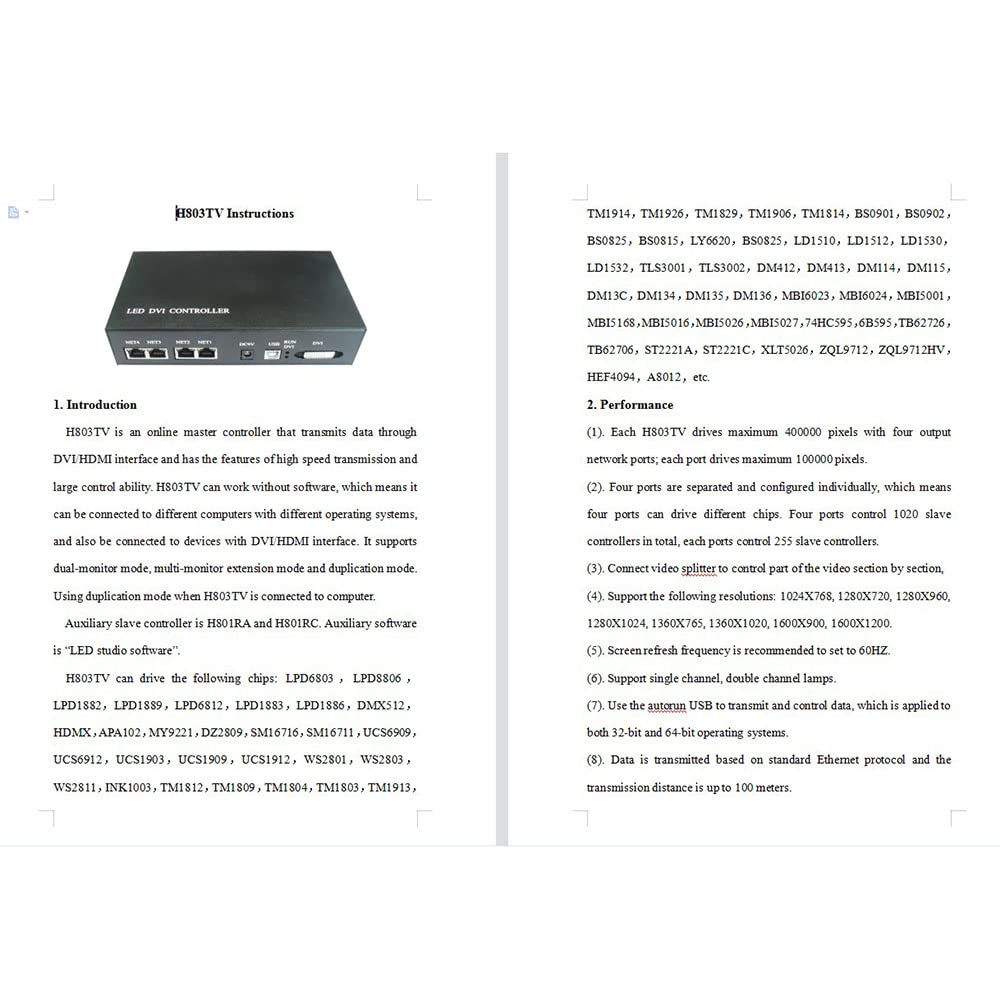 LianGSanSan LED Controller H803TV Online Master Transmits Data DVI/HDMI Work Without Software, Supports Dual-Monitor/Multi-Monitor Extension/Duplication Mode